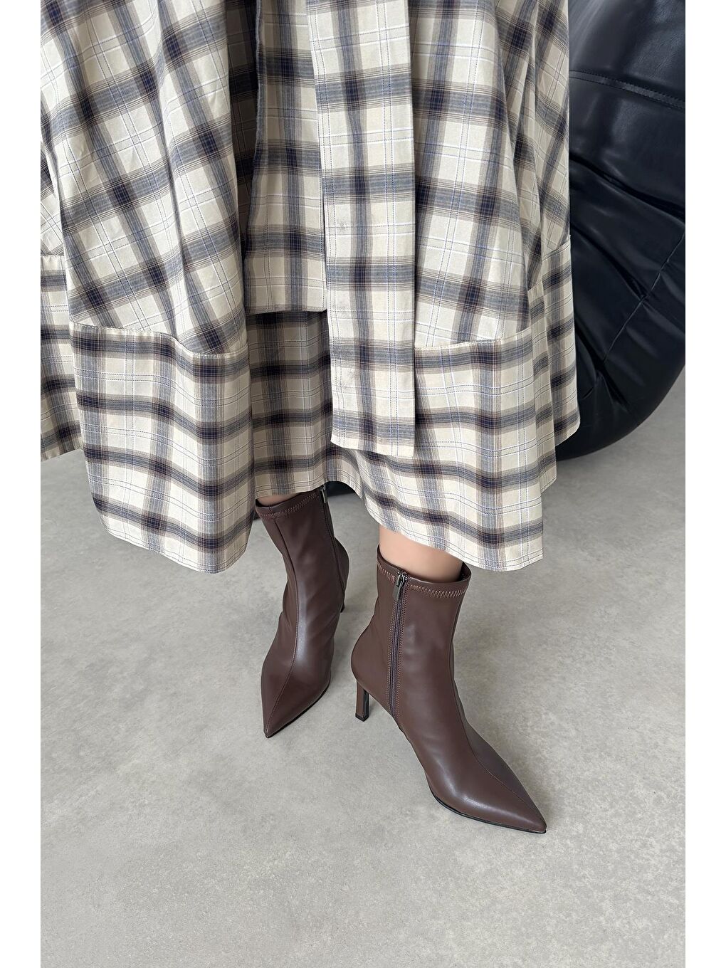 Kahverengi Erıca Kadın Streç Deri  Bot Kahve-4