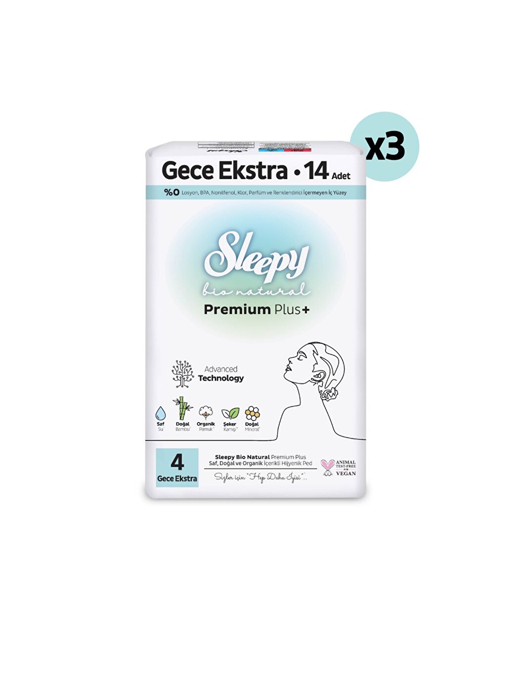 Bio Natural Premium Plus Hijyenik Ped Süper Avantaj Paketi Gece Ekstra 42 Adet-1