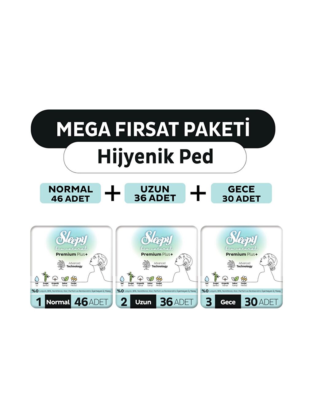 Bio Natural Premium Plus Hijyenik Ped Mega Fırsat Paketi 112 Adet