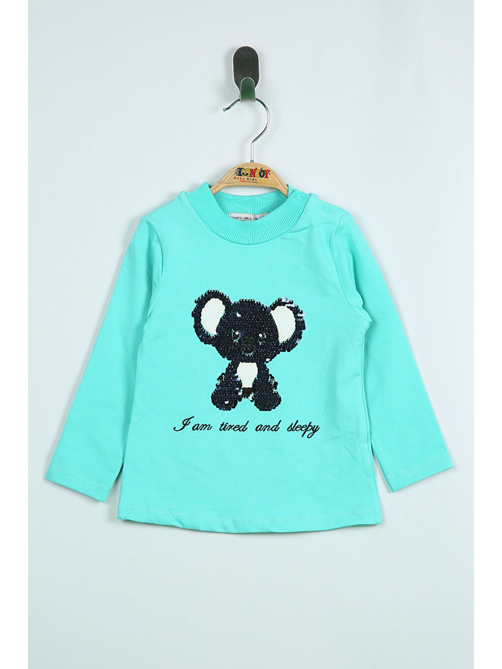 Yeşil Kız Bebek Panda Nakışlı T-Shirt