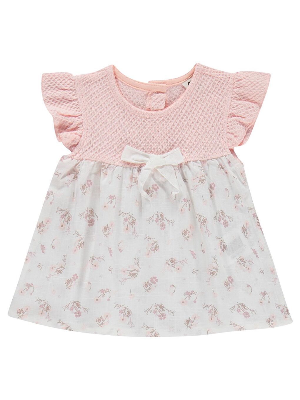 Pembe Baby Kol Fırfırlı Çiçek Baskılı 6-18 Ay Takım - Pudra-3