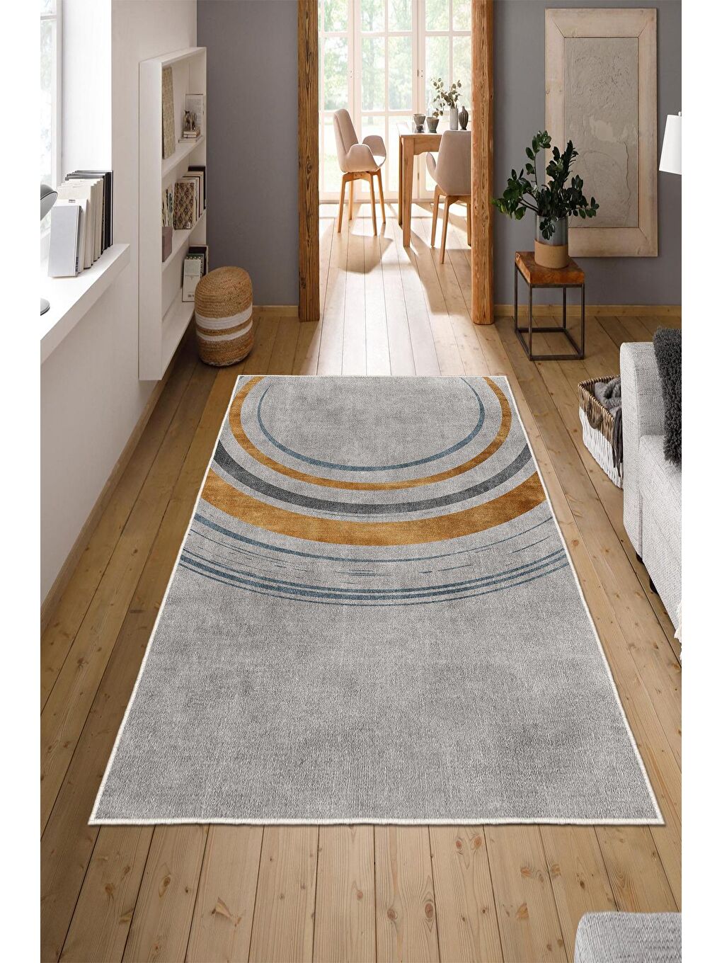 Gri Özel Tasarım, Kaymaz Taban, İnce, Yıkanabilir, Modern Halı WOOKECE1456 180x280-1