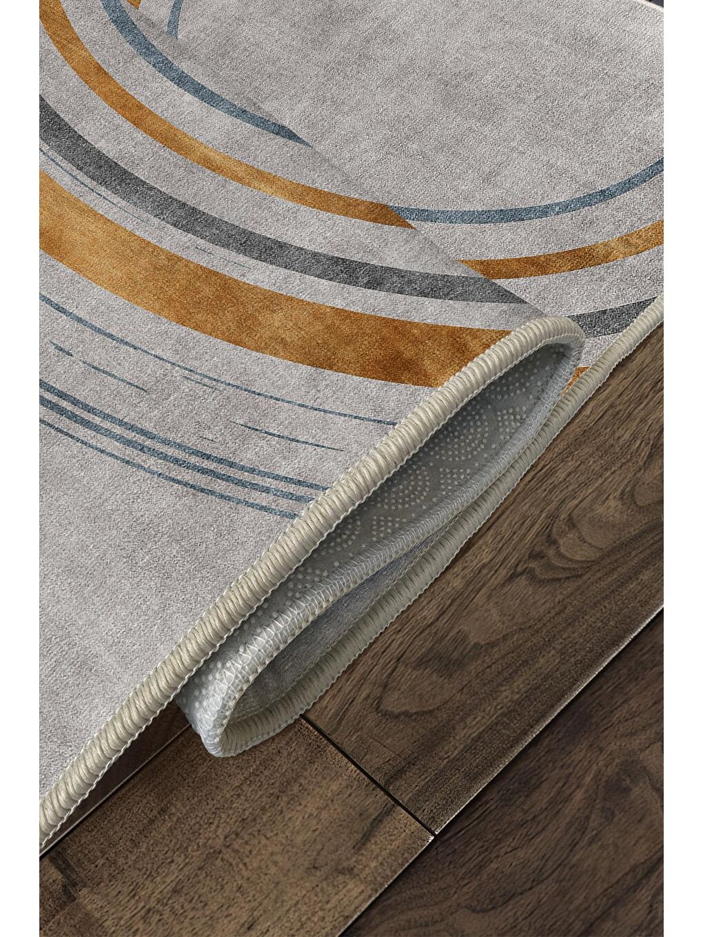 Gri Özel Tasarım, Kaymaz Taban, İnce, Yıkanabilir, Modern Halı WOOKECE1456 180x280-4