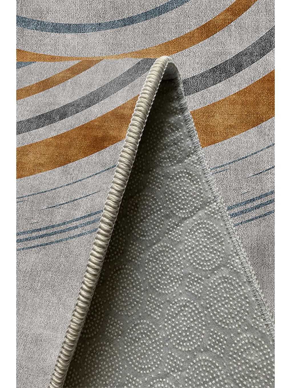 Gri Özel Tasarım, Kaymaz Taban, İnce, Yıkanabilir, Modern Halı WOOKECE1456 180x280-5