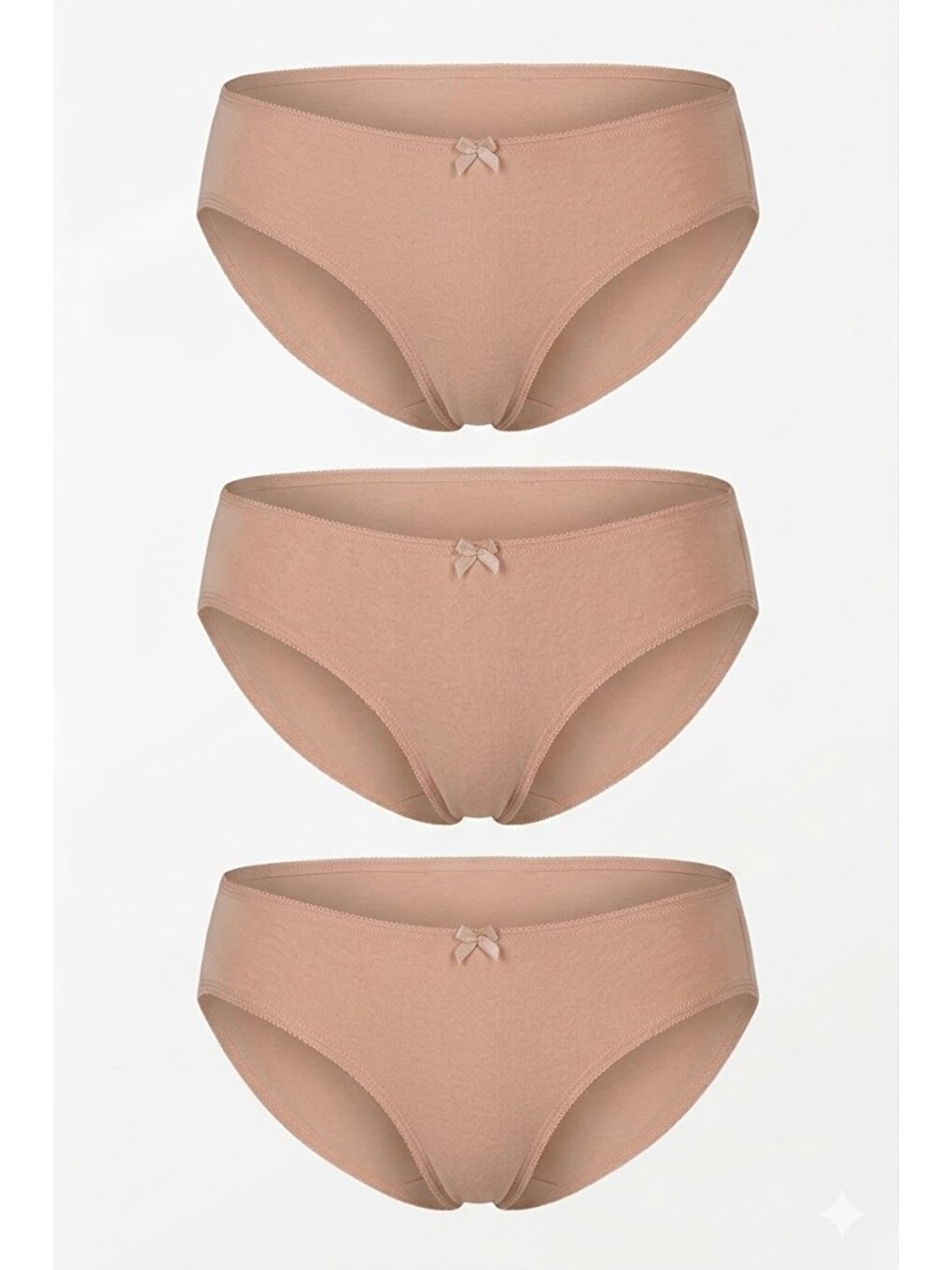 Bej 3'Lü Paket Bikini Külot 5001 Ten