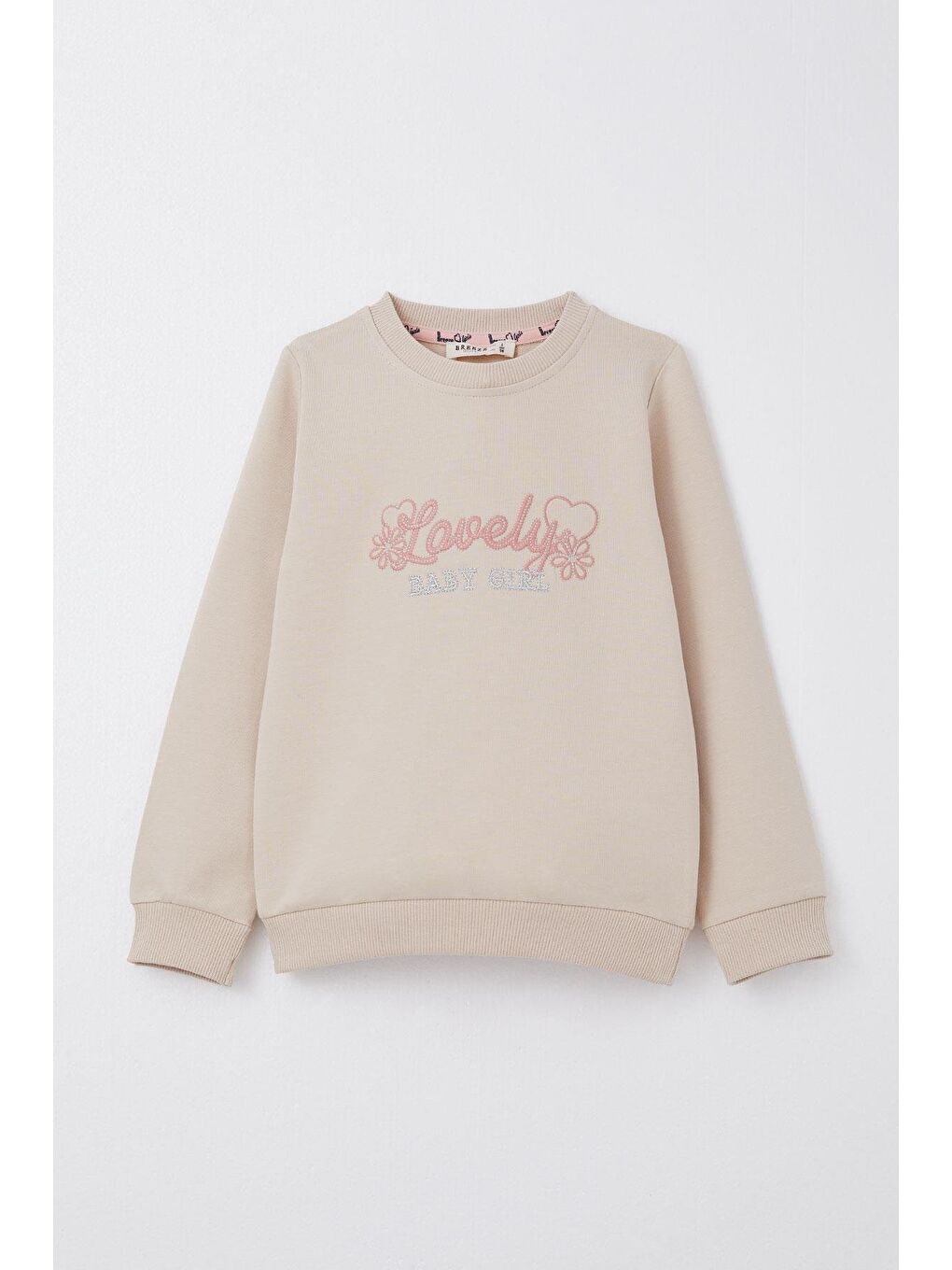Kız Çocuk Eşofman Takım Sevgi Temalı Yazı Nakışlı Bej (1-3 Yaş)-1