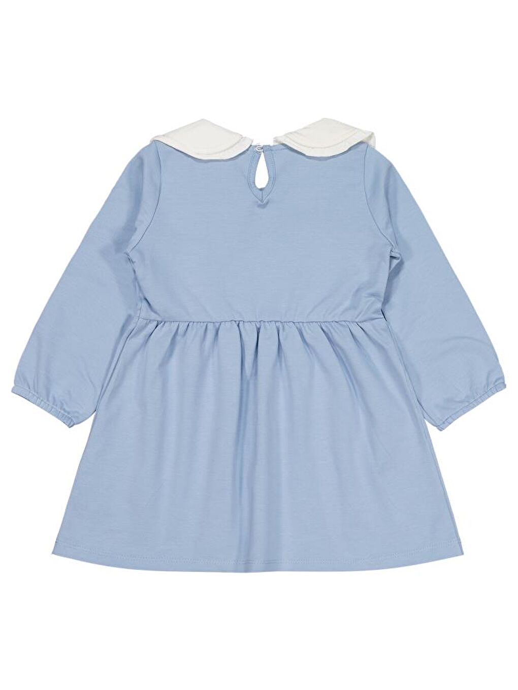 Girls Yakası Nakışlı 2-5 Yaş Elbise - Mavi 4-5 Yaş-1