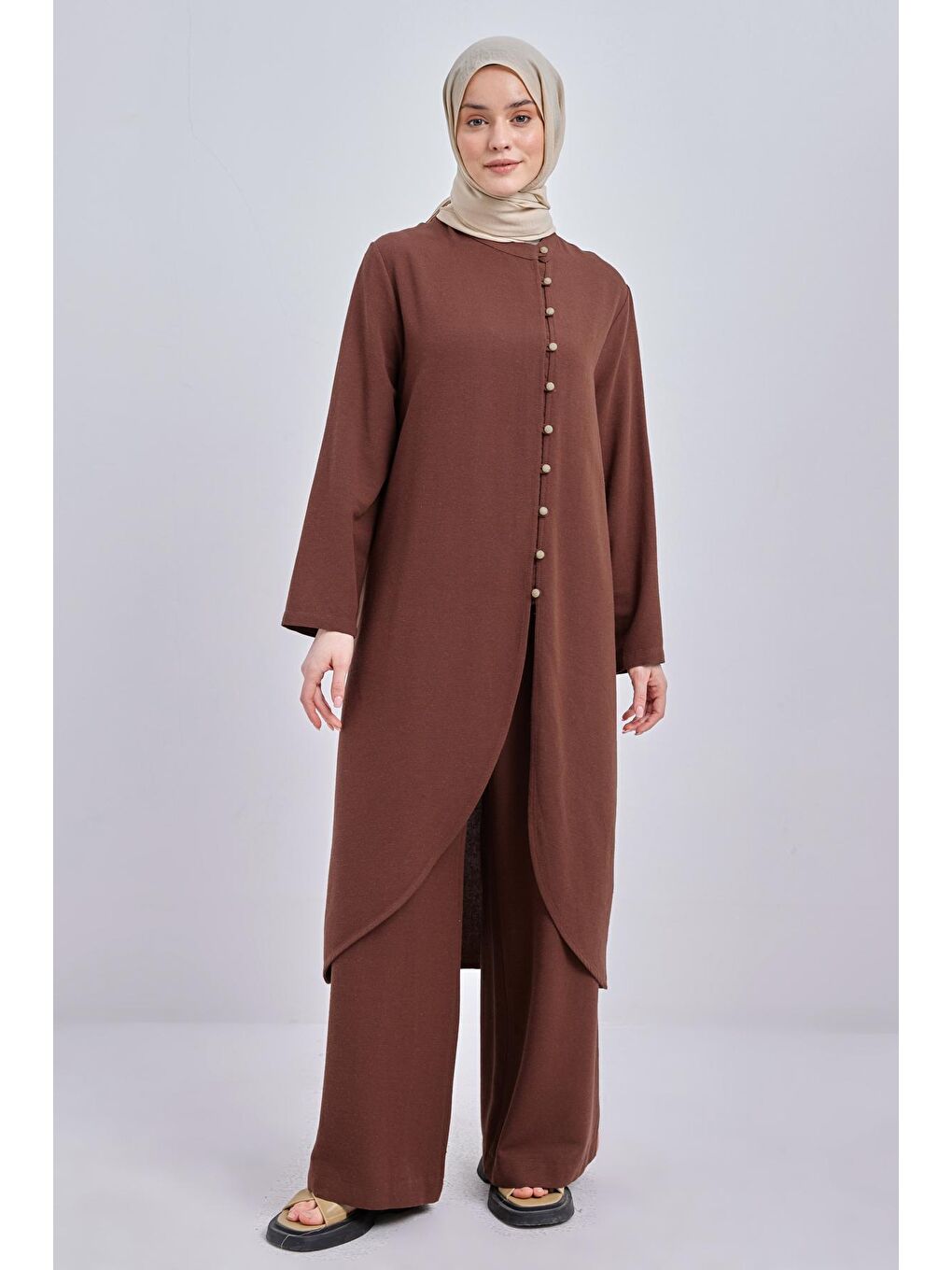 Kahverengi Kahve Hakim Yaka Pantolonlu Takım-1