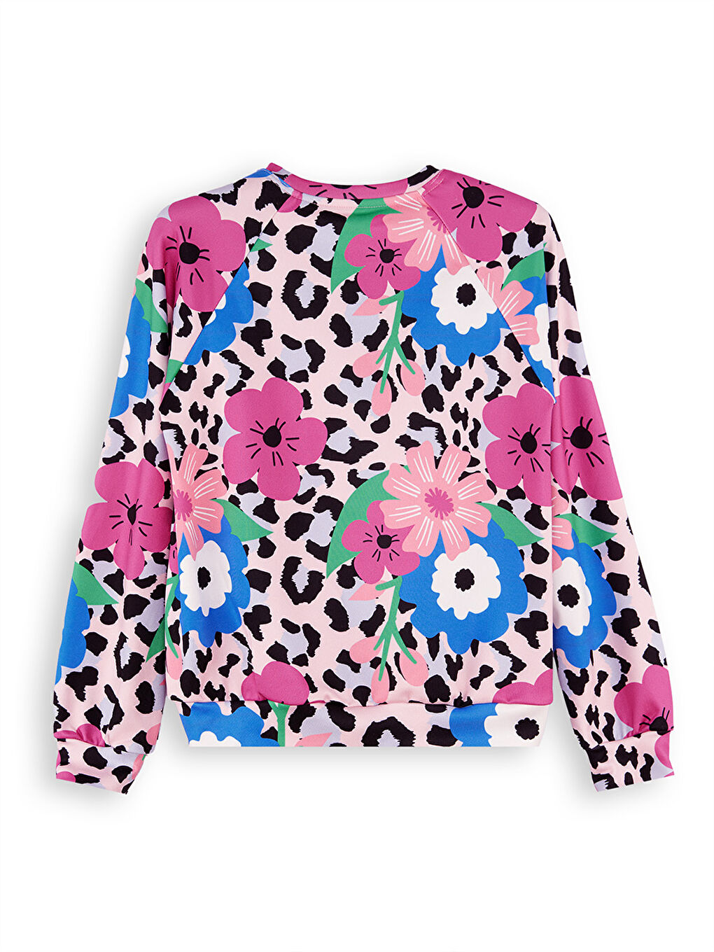 Karışık Çiçekli Leopar Kız Çocuk Sweatshirt-3