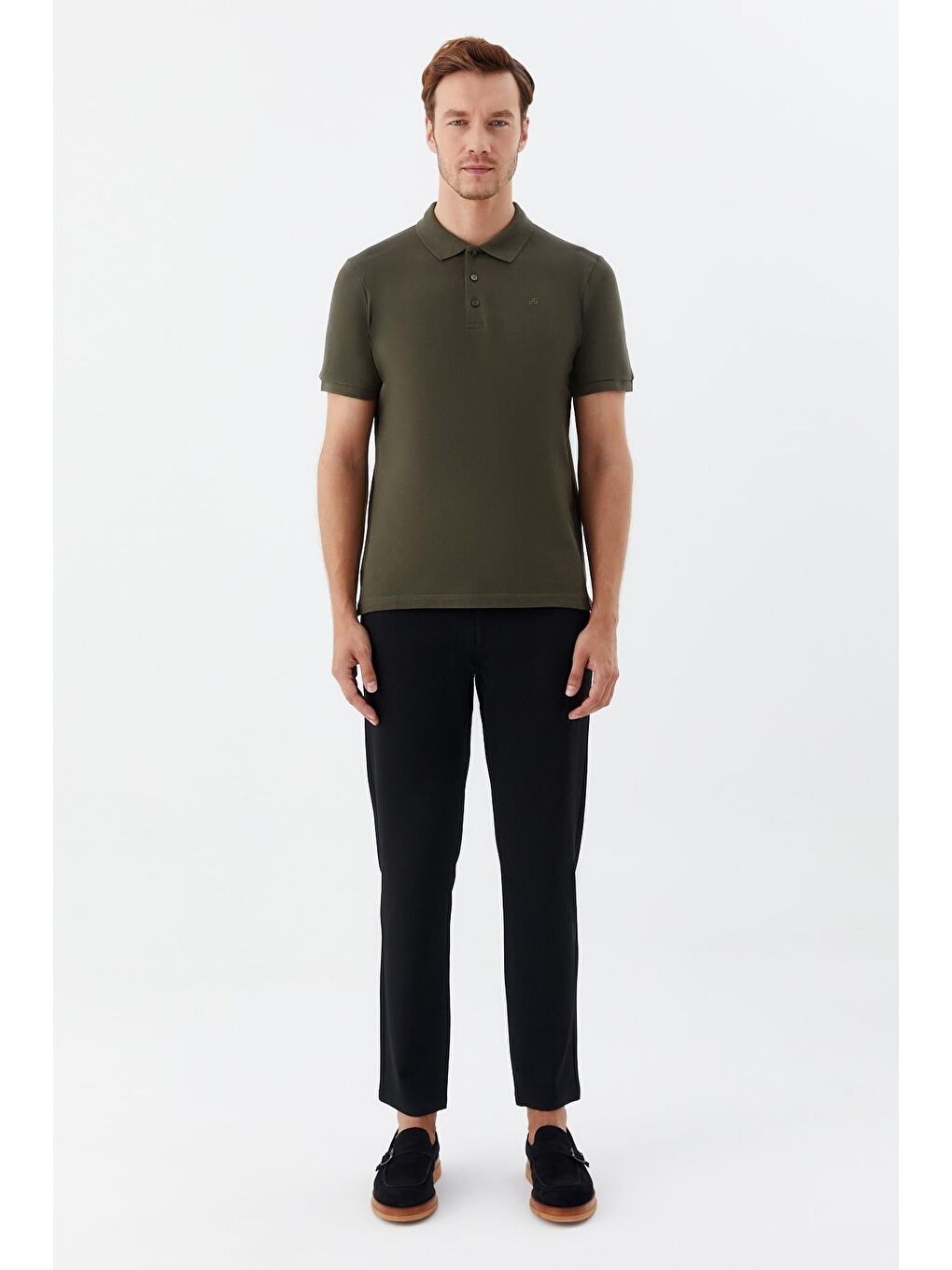 Haki  Regular Fit %100 Pamuklu Polo Yaka Tişört-1