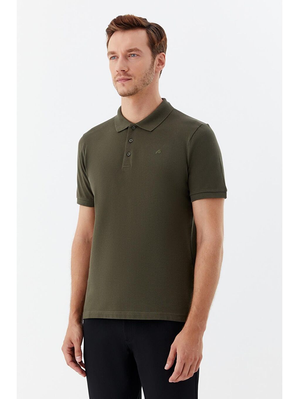 Haki  Regular Fit %100 Pamuklu Polo Yaka Tişört-2