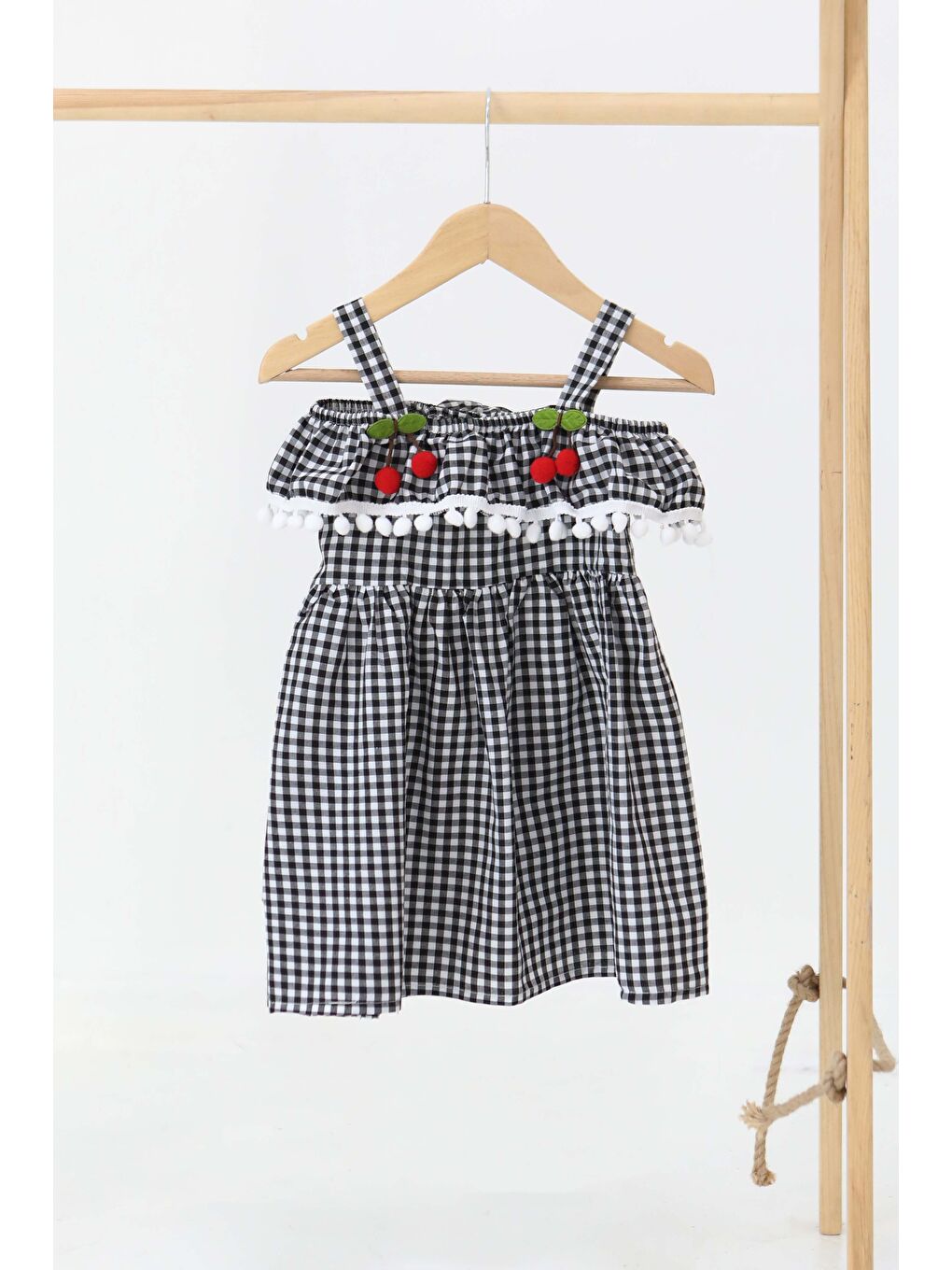 Kız Çocuk Siyah Kirazlı Elbise - 27164