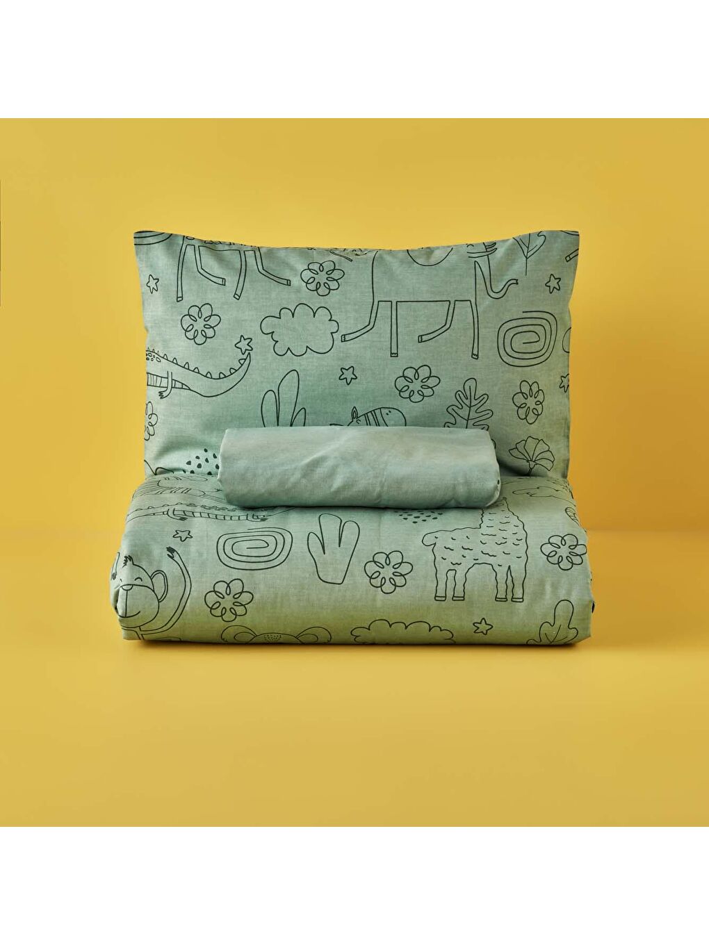 %100 Pamuk Ranforce Zoo Bebek Nevresim Takımı Yeşil-2