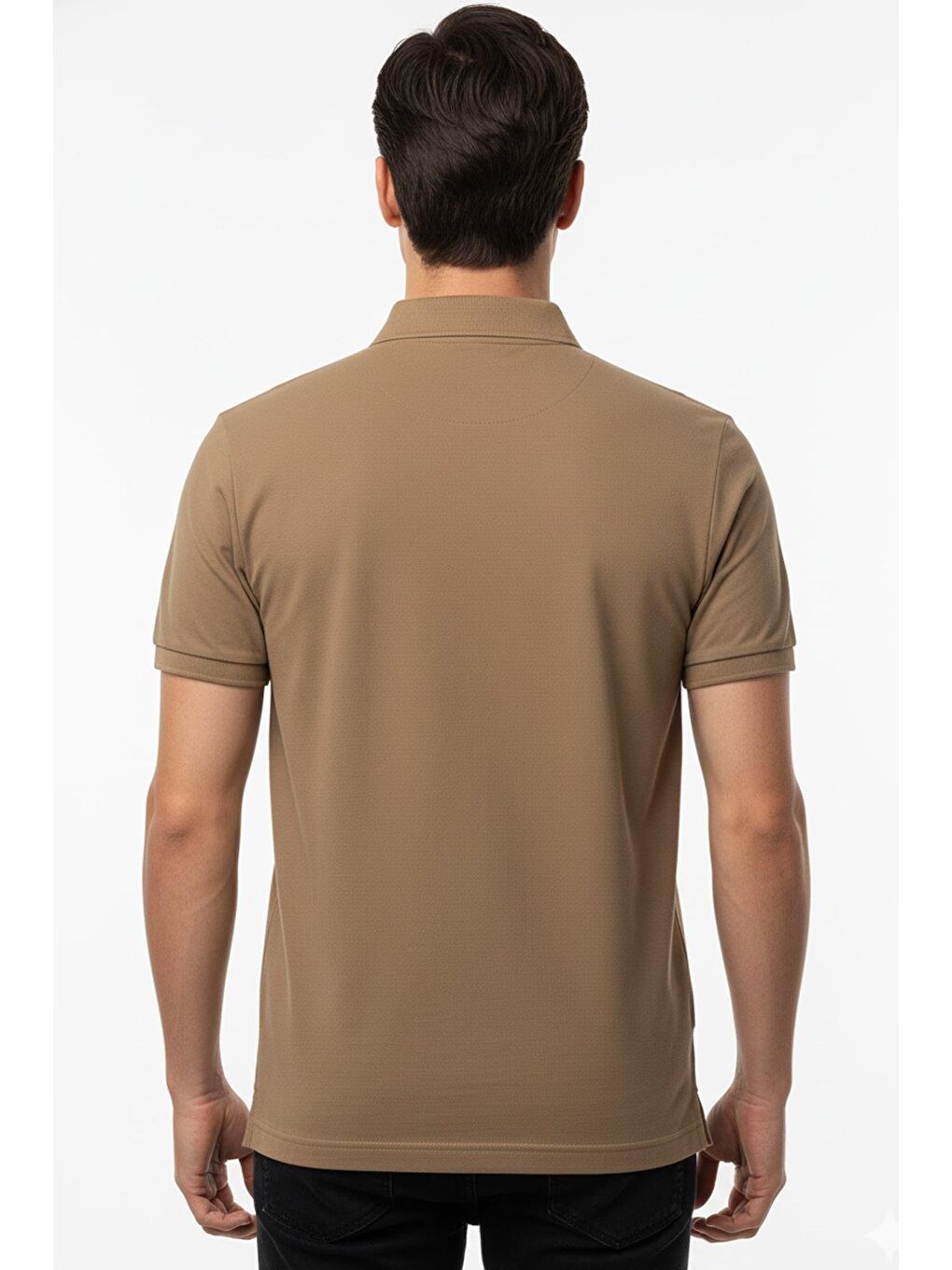 Kahverengi Cappuccino Regular Fit %100 Pamuklu Polo Yaka Tişört-1