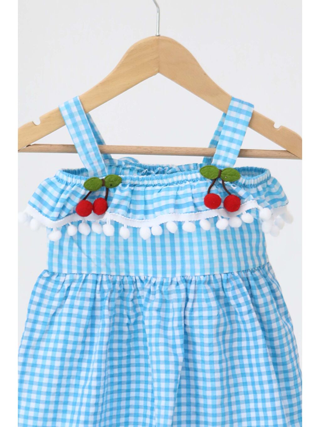 Kız Çocuk Turkuaz Kirazlı Elbise - 27164-1