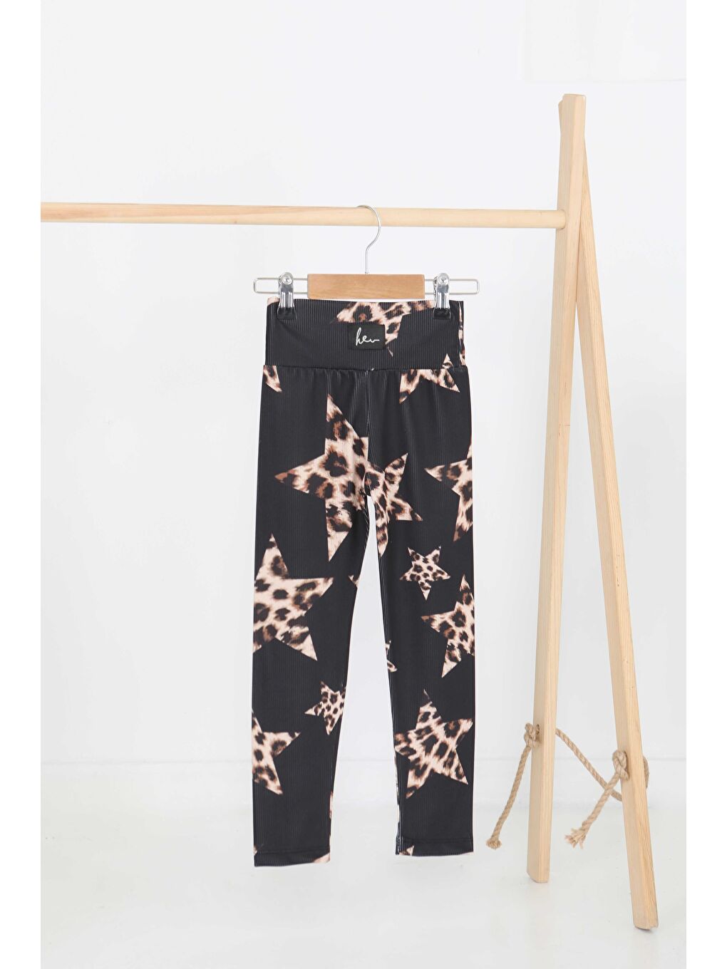 Kız Çocuk Siyah Baskılı Armalı Tayt - 27206