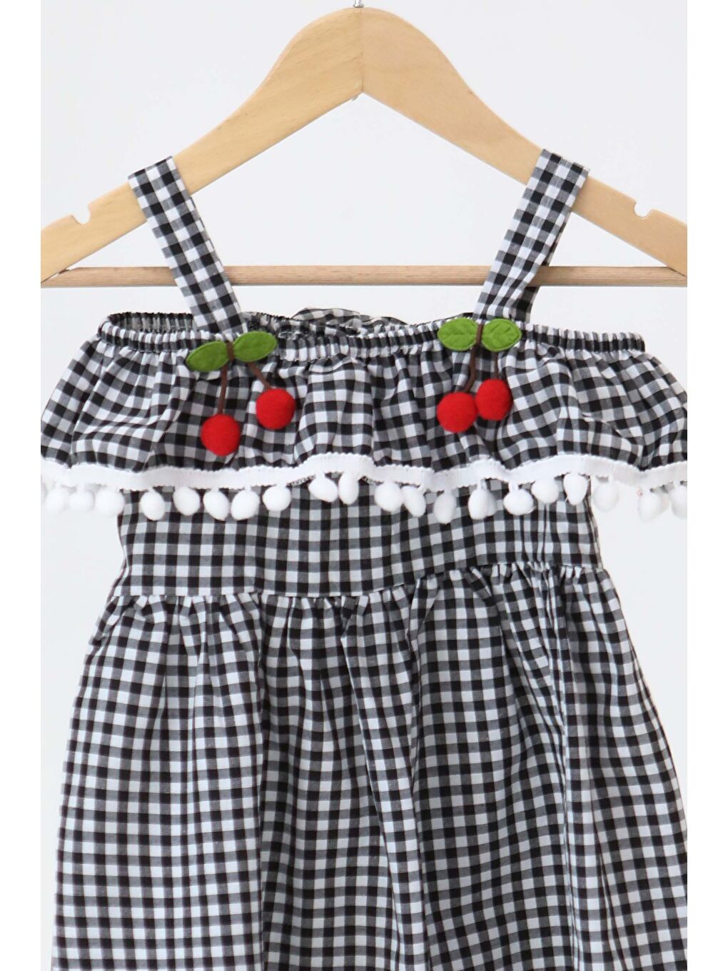 Kız Çocuk Siyah Kirazlı Elbise - 27164-1