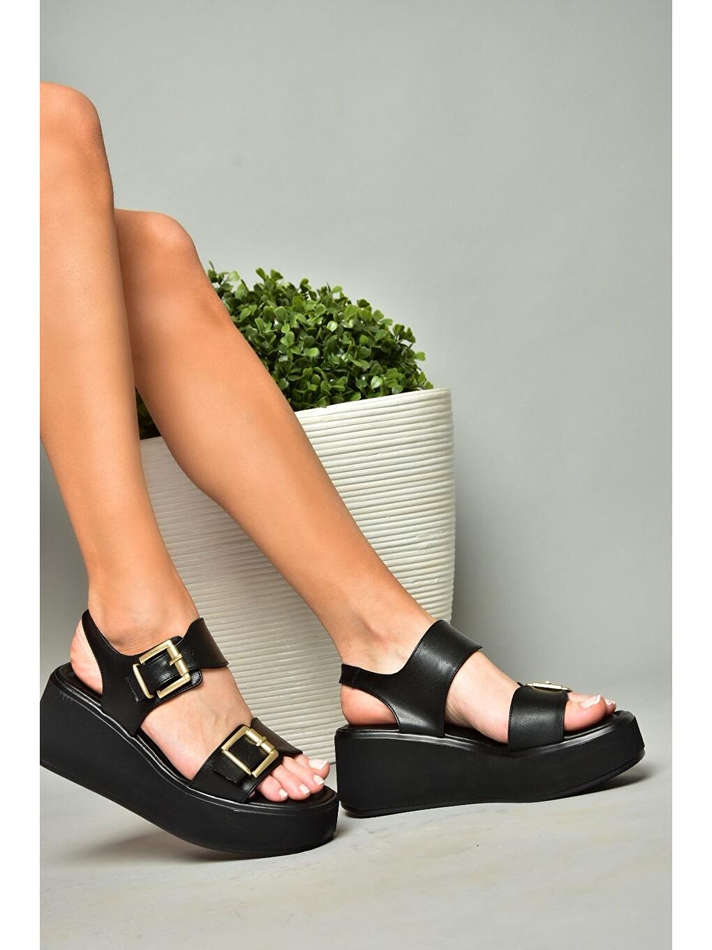 S5905504 Siyah Kadın Sandalet-2