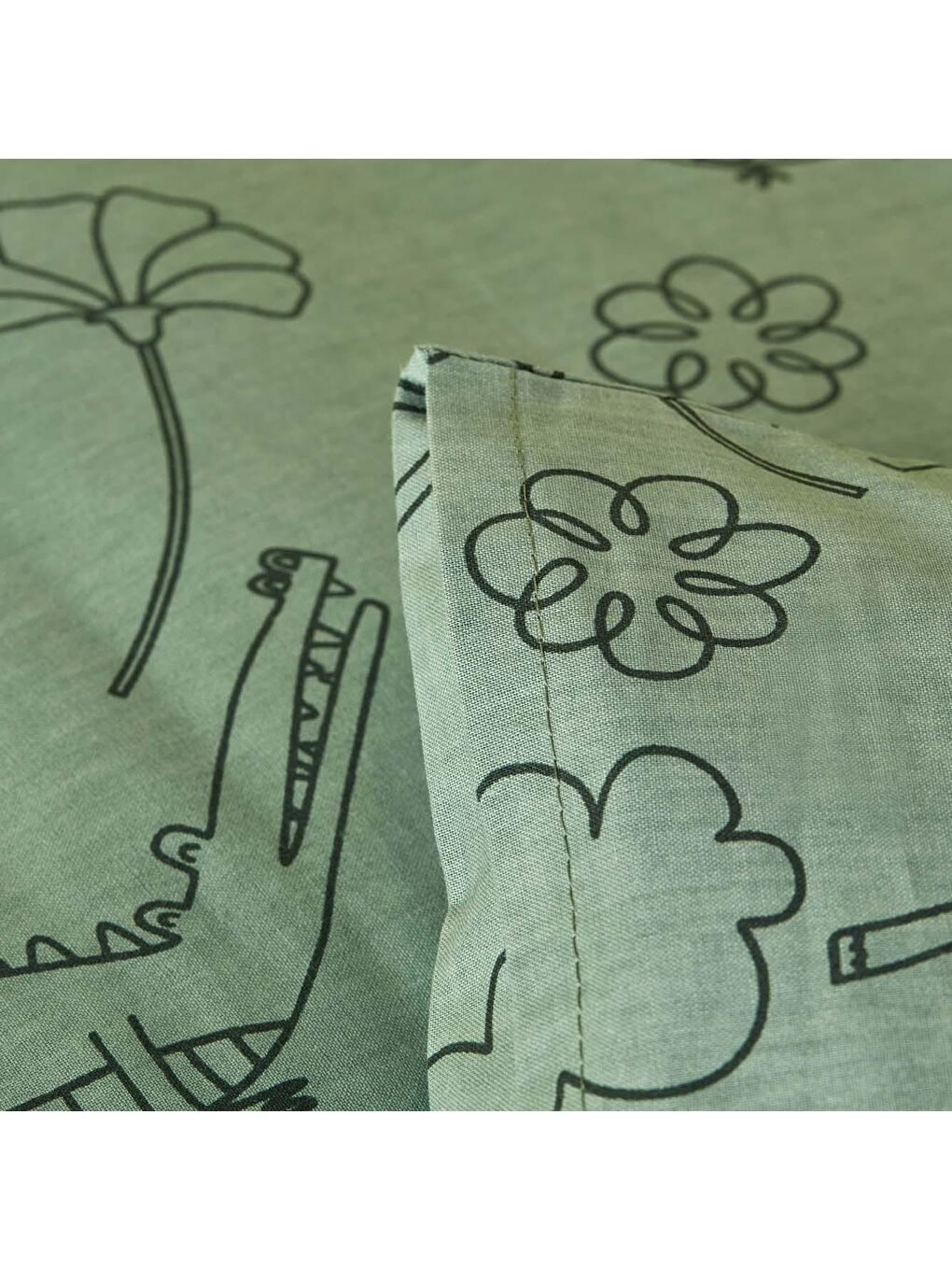 %100 Pamuk Ranforce Zoo Bebek Nevresim Takımı Yeşil-4