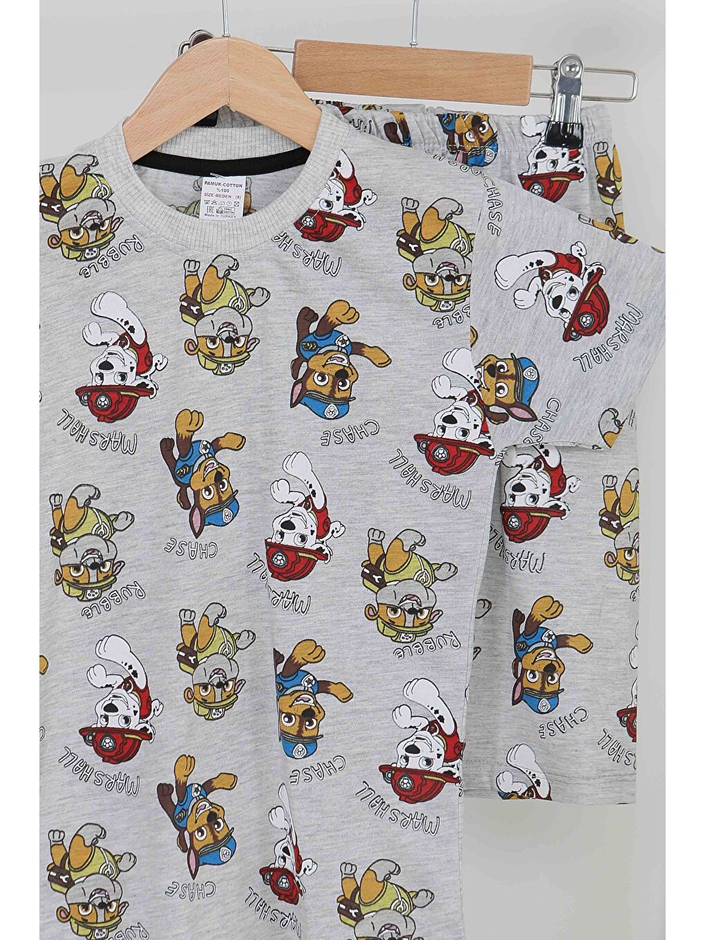 Erkek Çocuk Gri Baskılı Şortlu Takım - 27498-1