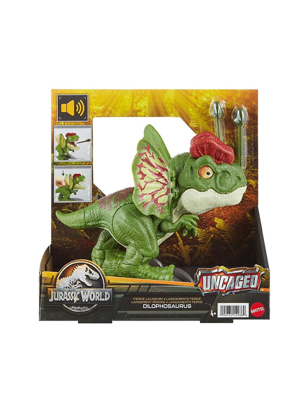 Jurassıc World Beyaz-Renklibaskı Uncaged İnteraktif Dilophosaurus Figürü HNT65 - 3