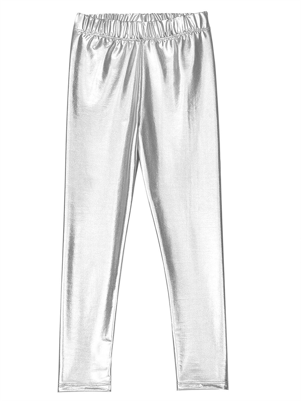 Gri Kız Çocuk Gümüş Metalik Parlak Tayt-1