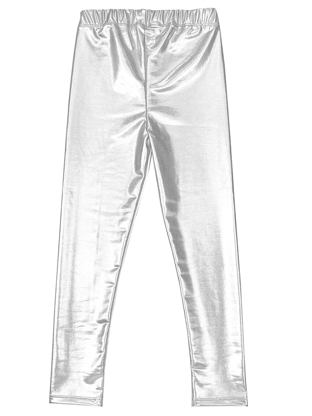 Gri Kız Çocuk Gümüş Metalik Parlak Tayt-2