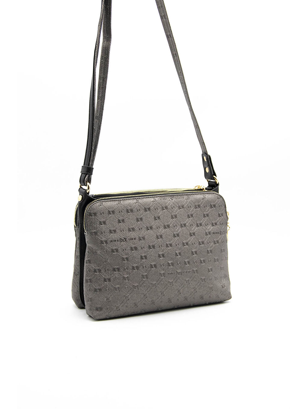 Siyah Kadın Çapraz Çanta 850-38879 ÇAPRAZ BAYAN ÇANTASI M46 PLATİN-MAT SİYAH-3