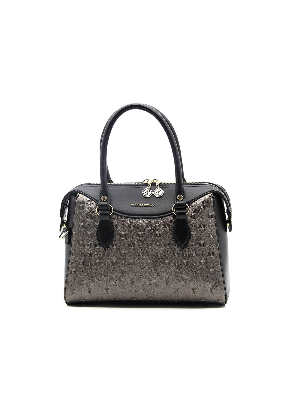 Siyah Kadın Omuz Çantası 995-37671 SILVER POLO BAYAN ÇANTASI M46 PLATİN-MAT SİYAH