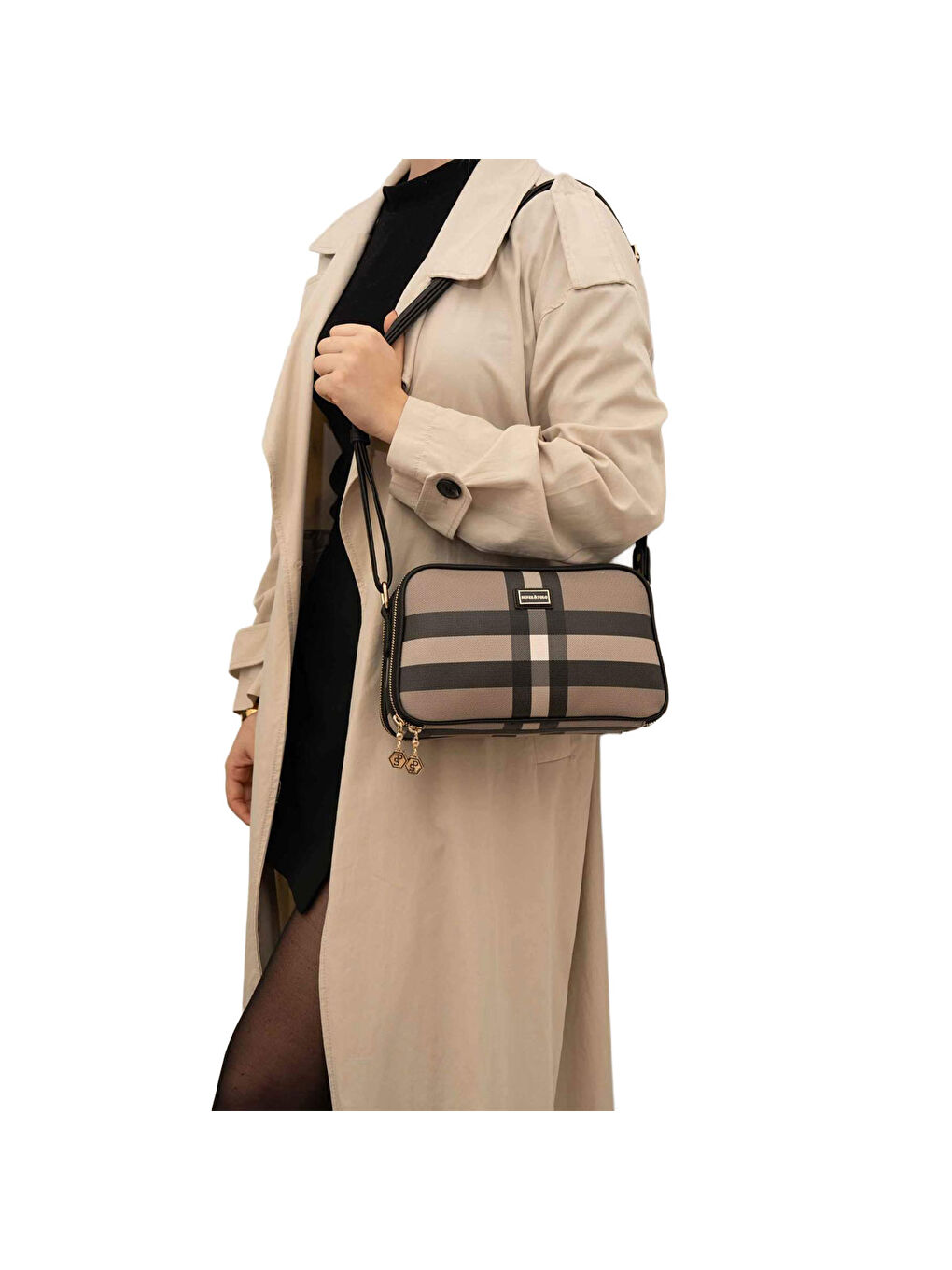 Kahverengi Kadın Çapraz Çanta 1094-42567 SILVER POLO ÇAPRAZ BAYAN ÇANTASI MK80 KAHVE-MAT SİYAH