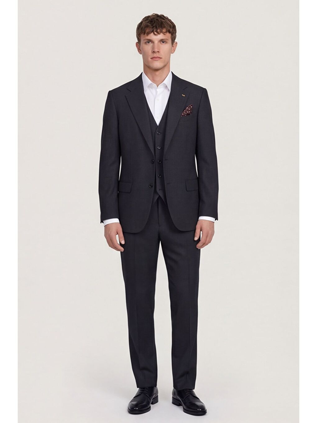 Giotelli Erkek Siyah Dar Kesim Slim Fit Viskon Dokuma Klasik Yaka 6 Drop Takım Elbise-1