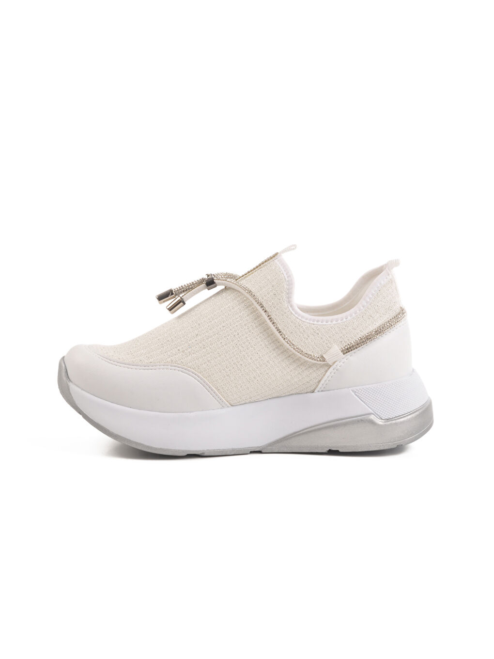 Beyaz Anorak Taş İşlemeli Kadın Casual Ayakkabı 702498 Z-1