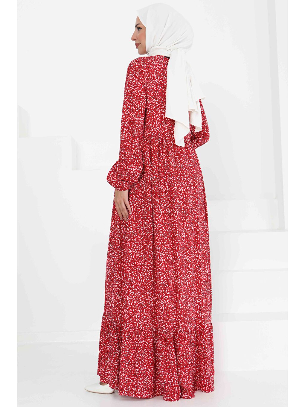 Kırmızı Desenli Elbise Kirmizi - 27421-4
