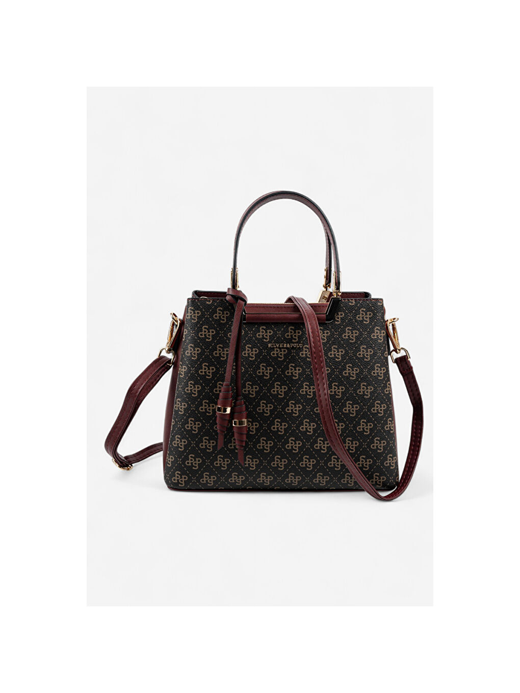Kahverengi Kadın Omuz Çantası 969-48281 SILVER POLO BAYAN ÇANTASI M178 KAHVE SARI-MAT BORDO-4