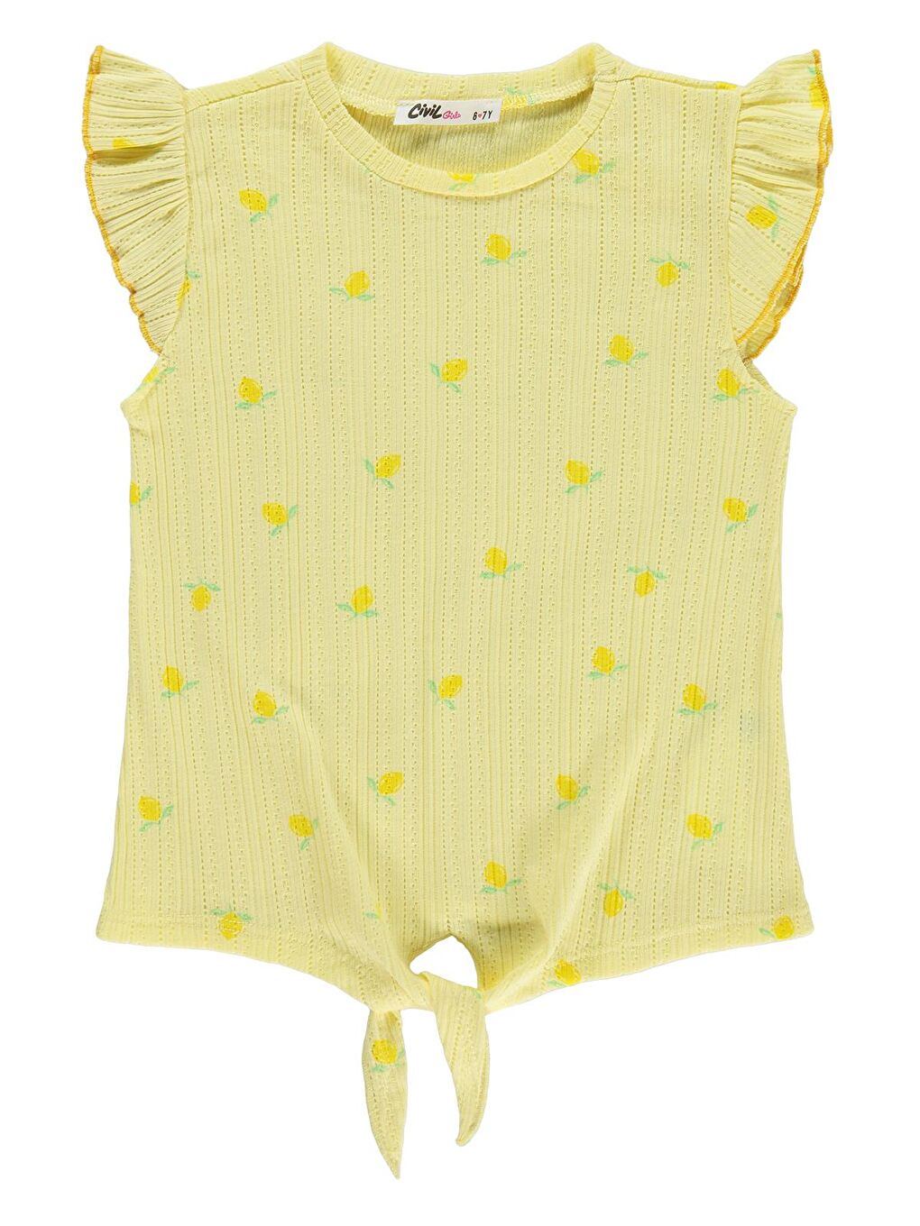 Girls Limon Desenli 6-9 Yaş Tişört - Sarı