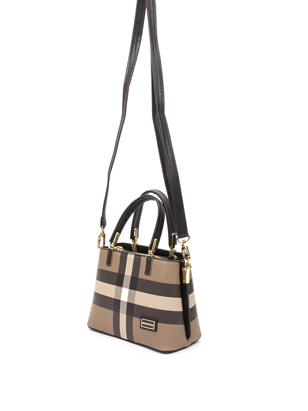 Kahverengi 987-35099 SILVER POLO KADIN EL ÇANTASI MK80 KAHVE-MAT SİYAH-1