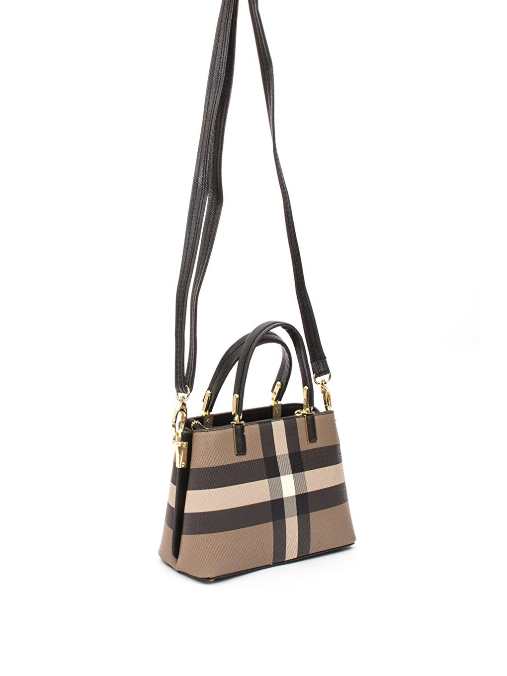 Kahverengi 987-35099 SILVER POLO KADIN EL ÇANTASI MK80 KAHVE-MAT SİYAH-2