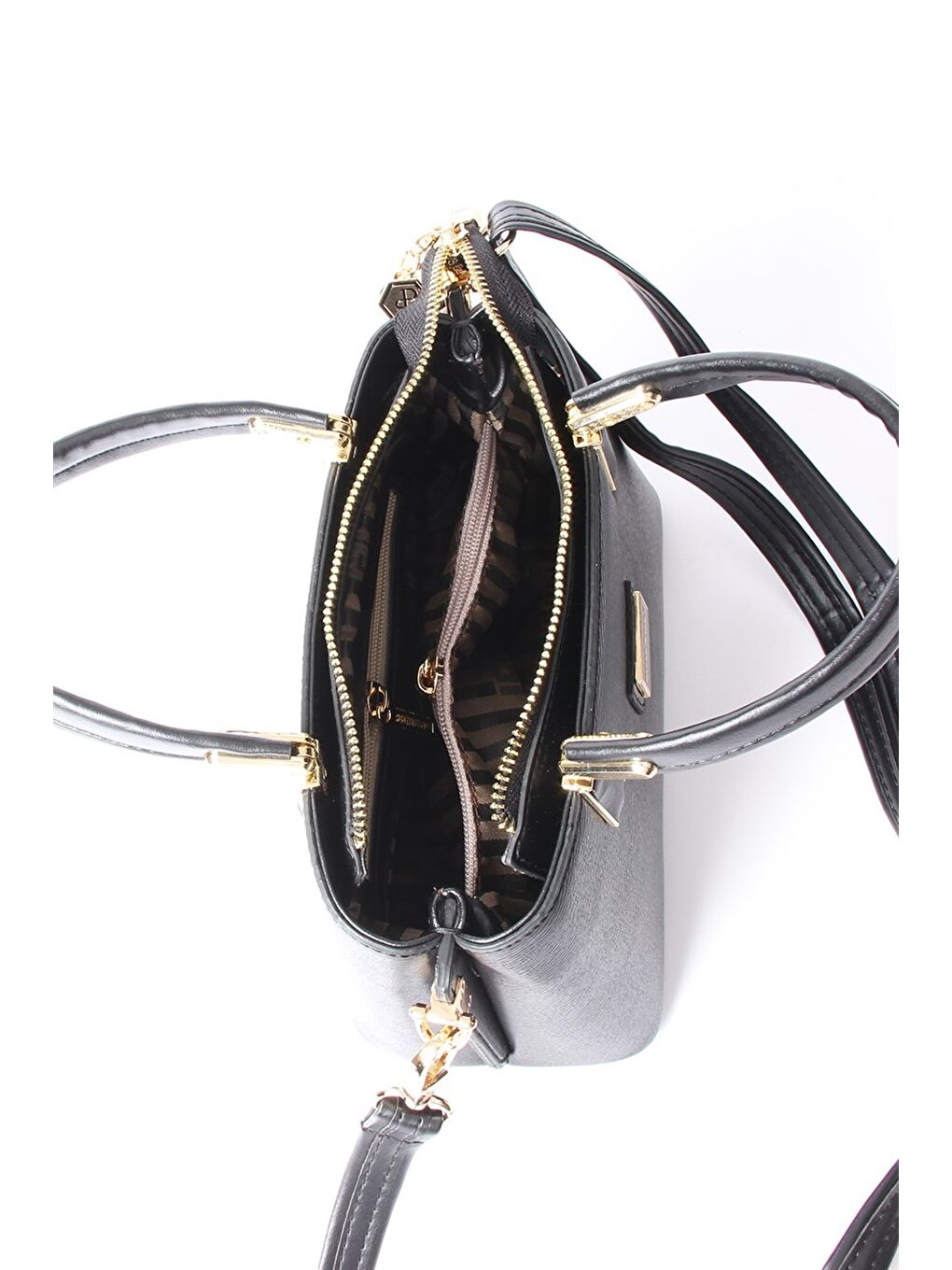 Kahverengi 987-35099 SILVER POLO KADIN EL ÇANTASI MK80 KAHVE-MAT SİYAH-3