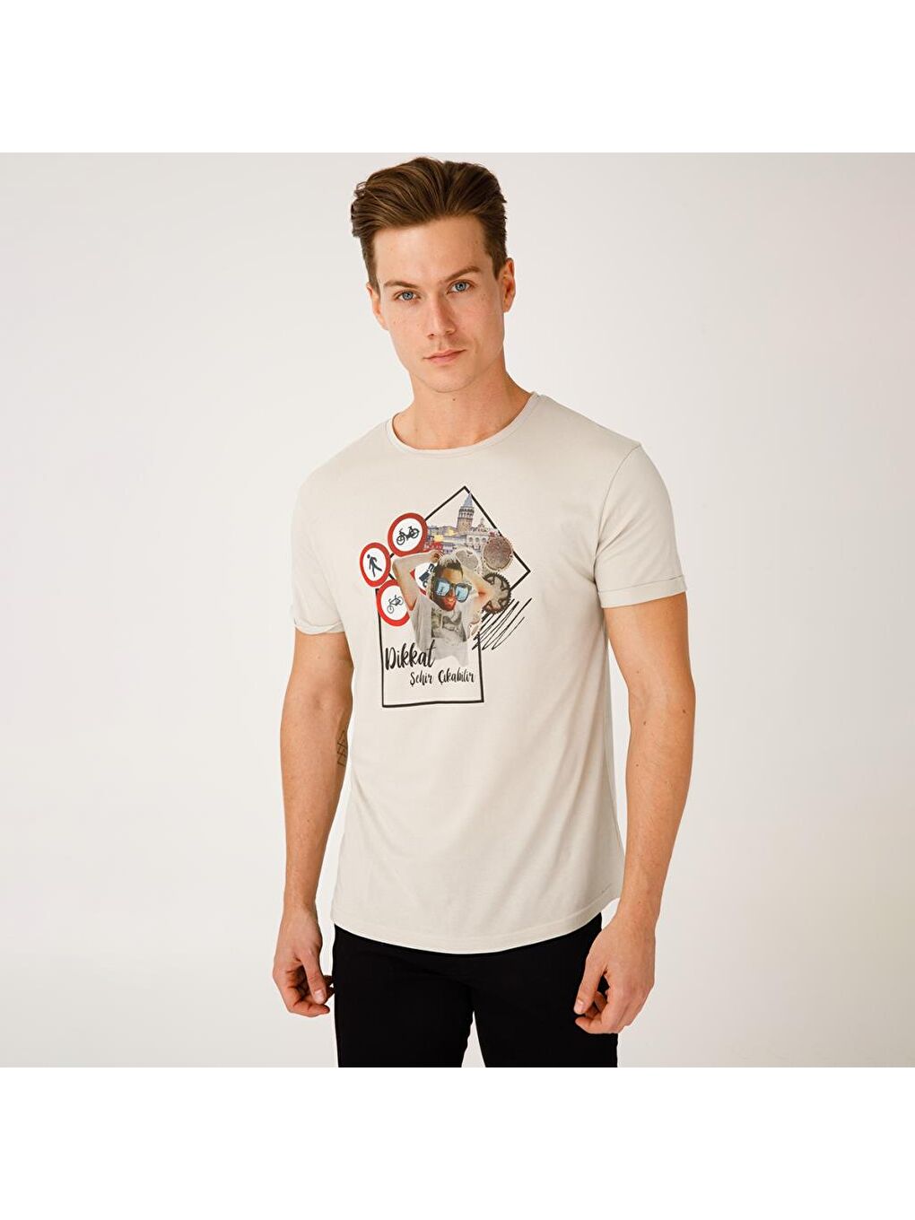 Beyaz Nature Durak Erkek T-shirt-3