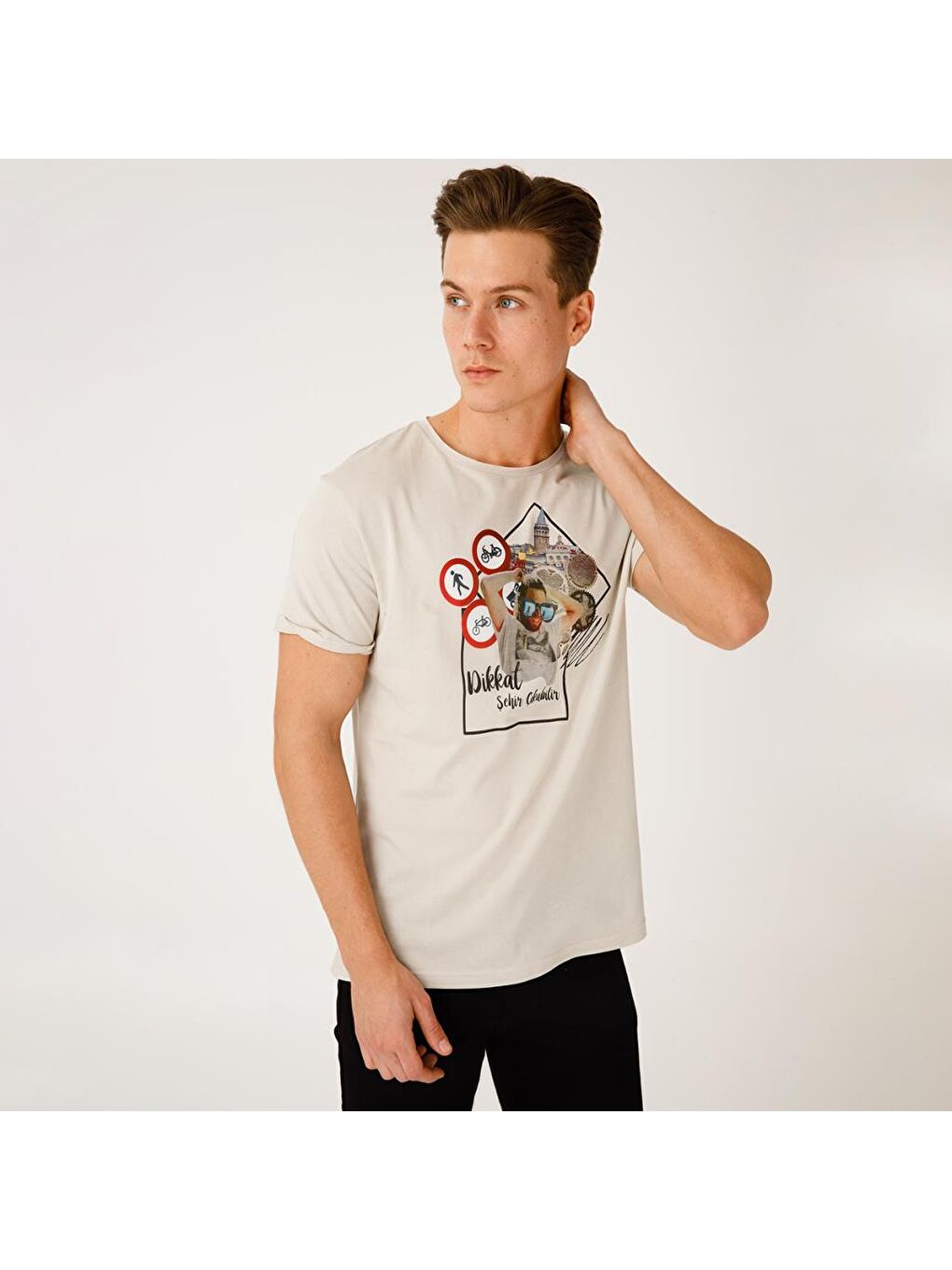 Beyaz Nature Durak Erkek T-shirt-4