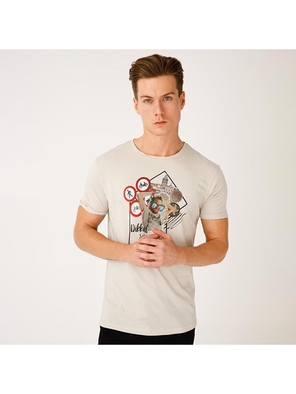 Beyaz Nature Durak Erkek T-shirt-5