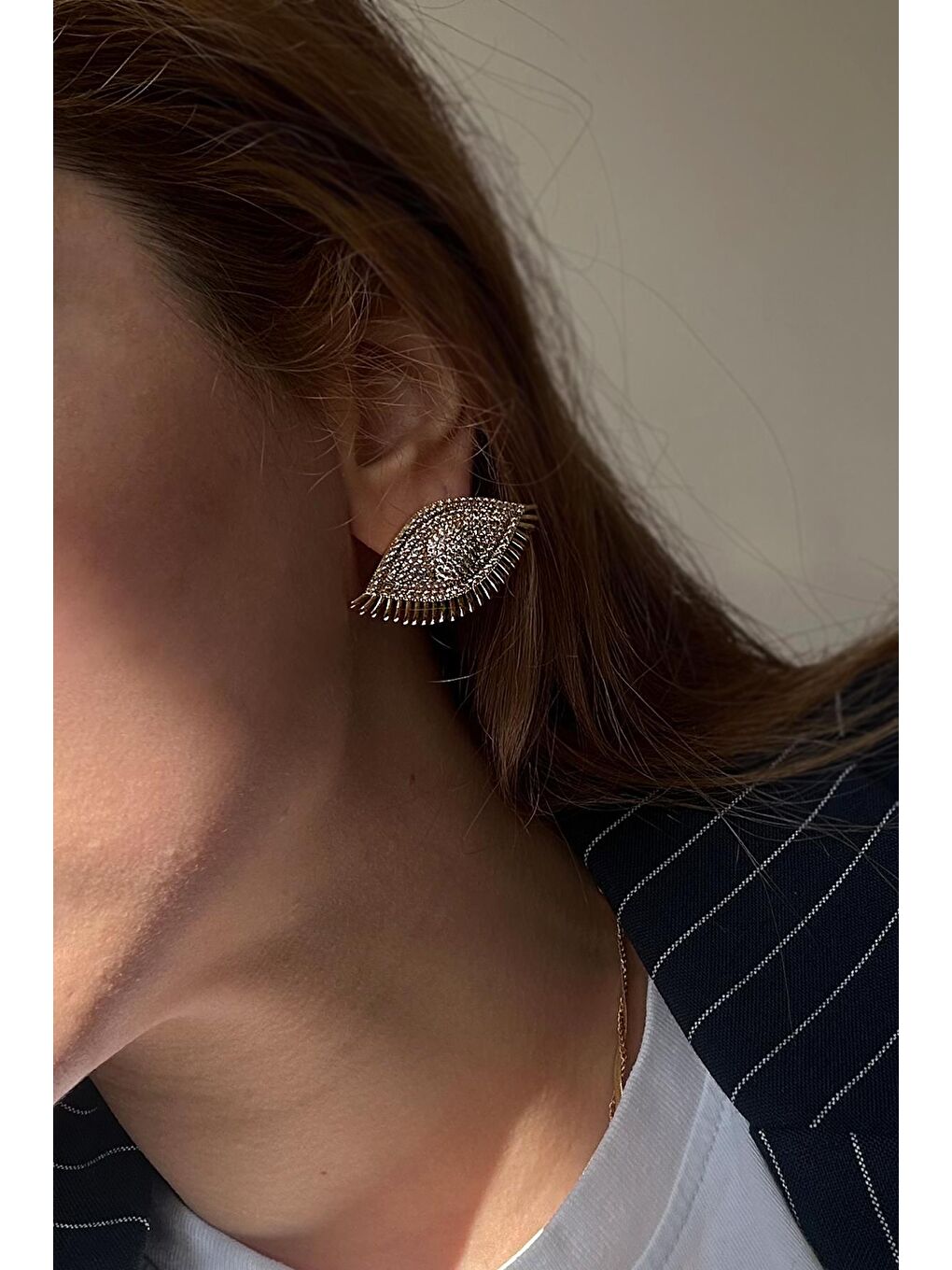 Sarı Artisan Seba Gömme Taşlı 18 K Altın Kaplama Küpe