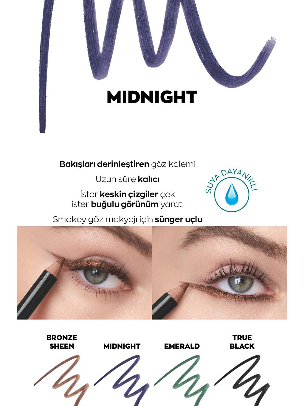 AVON Renksiz Kohl Sünger Uçlu Suya Dayanıklı Göz Kalemi Midnight - 1