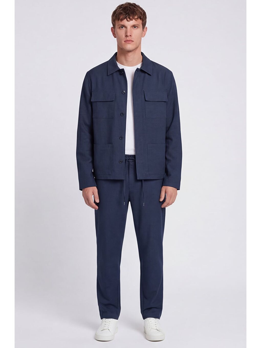 Giotelli Erkek Lacivert Normal Kesim Regular Fit Dokuma Lastikli Bel Takım Elbise-1