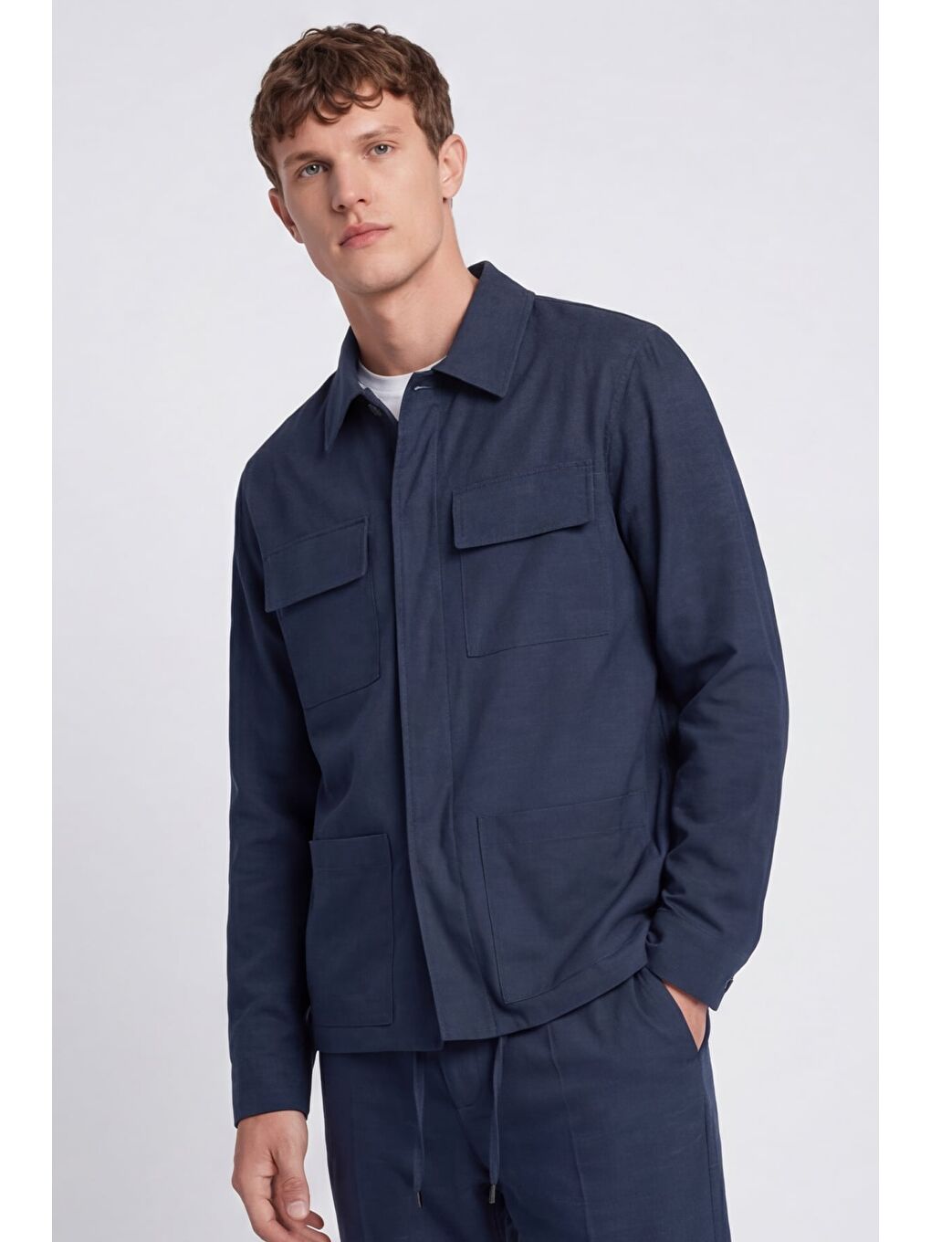 Giotelli Erkek Lacivert Normal Kesim Regular Fit Dokuma Lastikli Bel Takım Elbise-4