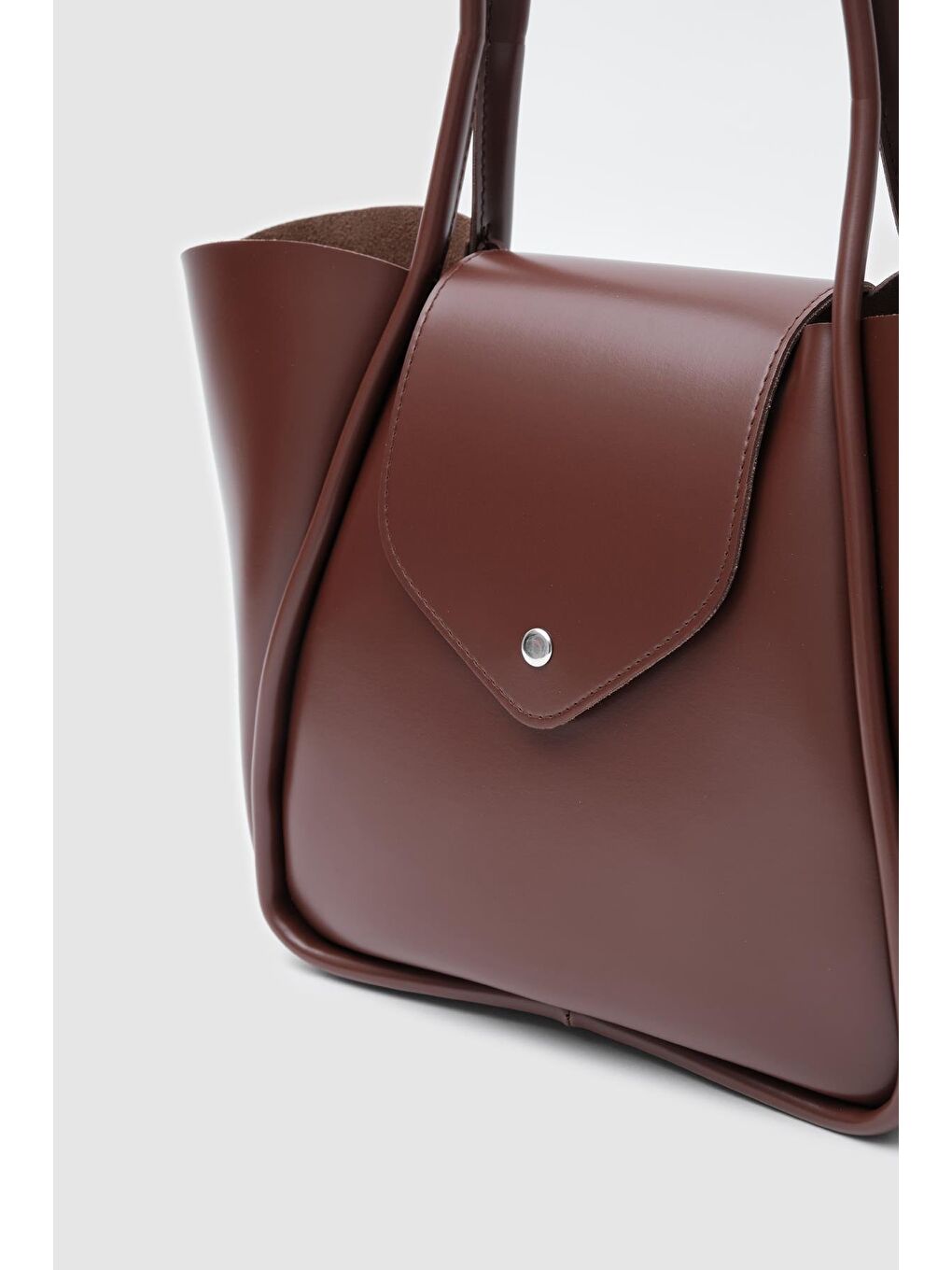 Kahverengi Petre Makyaj Çantalı Omuz Çantası Fındık Kabuğu-3