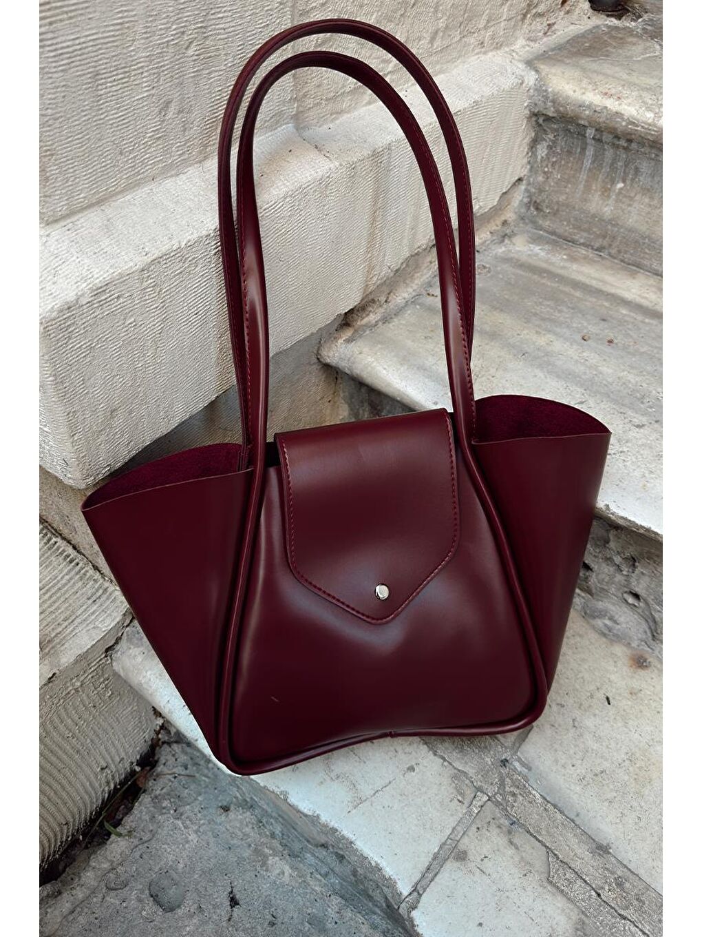 Petre Makyaj Çantalı Omuz Çantası Bordo-7