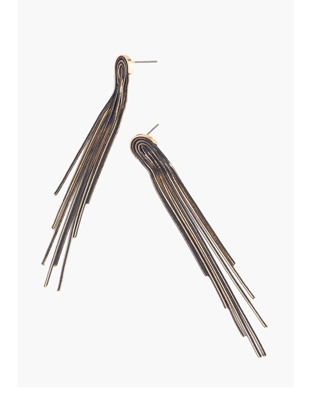 Siyah Bakır Uzun Şelale Elmas Kesim Zincir Küpe-1