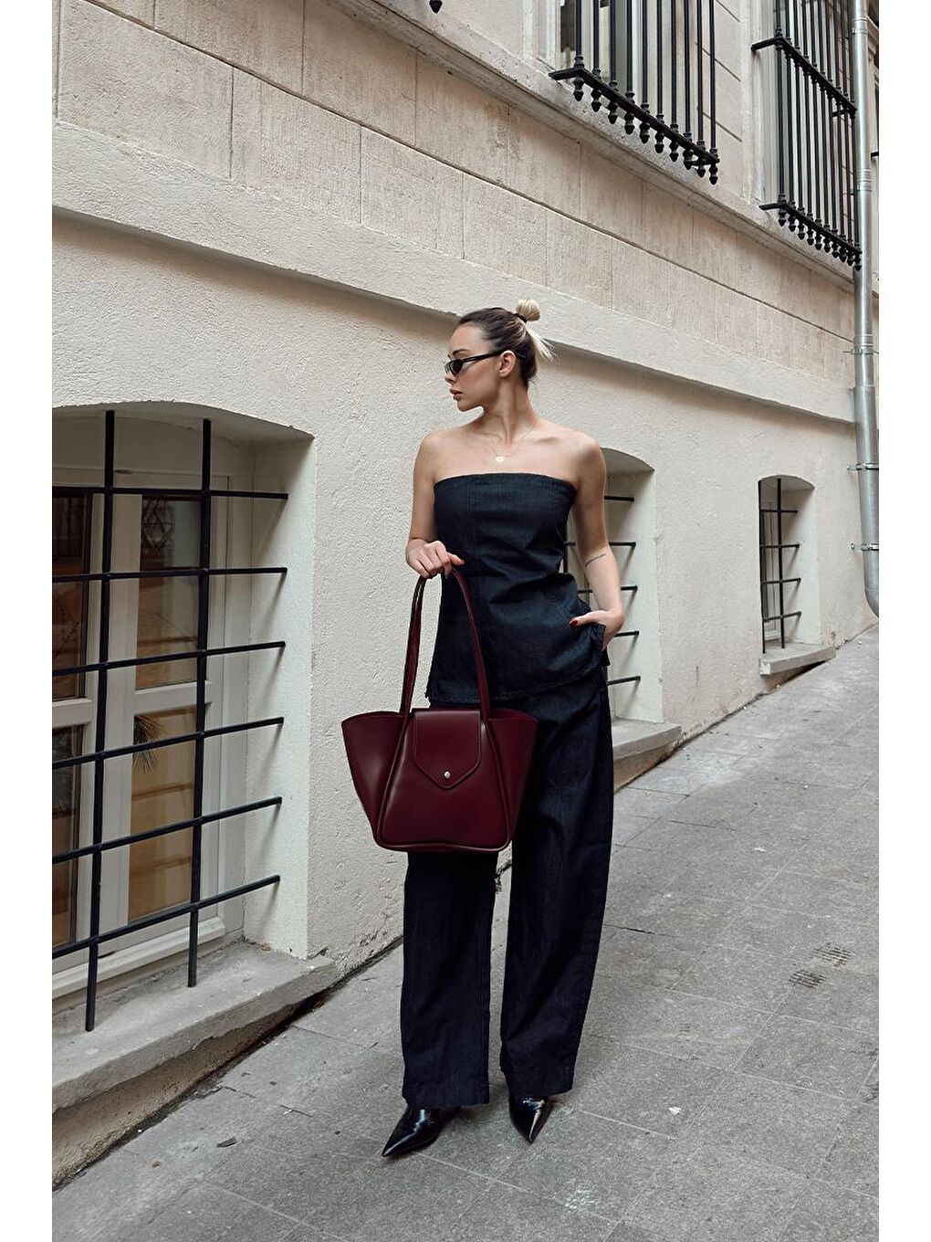 Petre Makyaj Çantalı Omuz Çantası Bordo-11