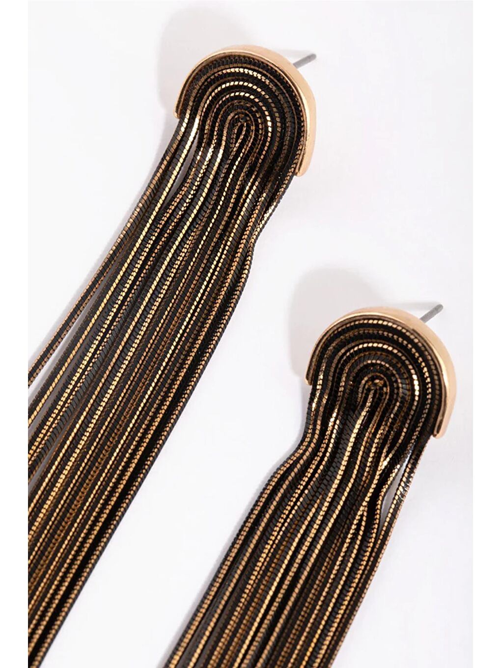 Siyah Bakır Uzun Şelale Elmas Kesim Zincir Küpe-3